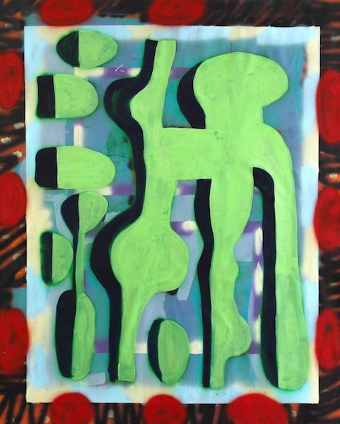 John Berry: Vineyard, 2018, Acryl und Sprayfarbe auf Leinwand, 150 x 120 cm 

